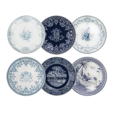Gien Les Dépareillées Bleu Dessertbord 23.2 cm  - set van 6
